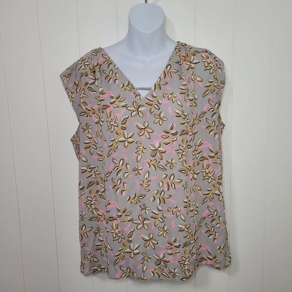 Banana Republic Top Womens Large Floral Short Sleeves Spring Summer Lightweight - Picture 1 of 8